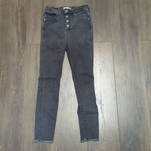 Madewell 10" High-Rise Skinny Jeans in Berkeley Black: Button-Through Edition 26 - Picture 1 of 9